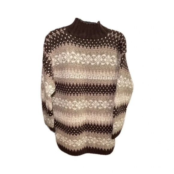 Vintage Jones New York Wool Blend Mock-neck Brown Sweater Men’s Small Runs Big - Picture 5 of 10